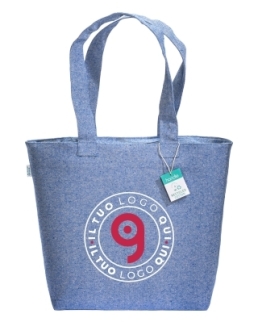 Shopper con soffietto in cotone riciclato