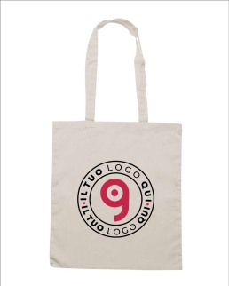 Borsa shopping in cotone Canvas con soffietto colore Naturale