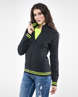 Felpa donna full zip Butterfly black line