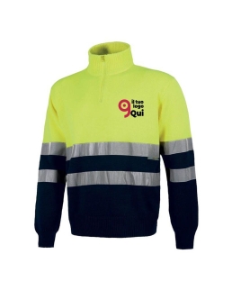 Maglia collo alto mezza zip bicolore